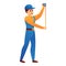 Repairman measurement tape icon, cartoon style