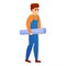 Repairman plumber pipe icon, cartoon style