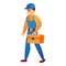 Repairman tool box icon, cartoon style