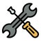 Repairman tool screwdriver icon color outline vector