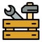 Repairman tool wood box icon color outline vector