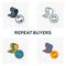 Repeat Buyers icon set. Four elements in diferent styles from content icons collection. Creative repeat buyers icons filled,