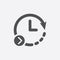 Repeat clock icon. Forward arrow time
