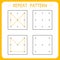 Repeat pattern. Preschool worksheet for practicing motor skills. Kindergarten educational game for kids. Working pages for