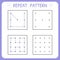 Repeat pattern. Worksheet for kindergarten and preschool. Educational games for practicing motor skills. Working pages for kids