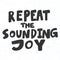 Repeat the sounding joy. Christmas and happy New Year vector hand drawn illustration banner with cartoon comic lettering
