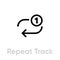 Repeat track music player icon. Editable line vector.