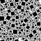 Repeatable geometric pattern with scattered, random shapes