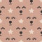 Repeated abstract animal`s faces and stars. Funny seamless pattern for children.