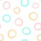 Repeated circles drawn with watercolour brush. Simple geometric seamless pattern for children.