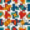 Repeated creative puzzle mosaic. Geometric seamless pattern design. Pixel art surface texture. Contemporary camouflage