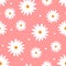 Repeated cute daisies and round dots. Floral seamless pattern.