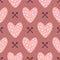 Repeated cute hearts and crossed arrows. Romantic seamless pattern.