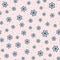 Repeated flowers and rounded dots drawn by hand. Cute seamless pattern. Sketch, doodle. Endless girlish print.