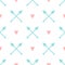 Repeated hearts and crossed arrows. Lovely romantic seamless pattern. Endless cute print.