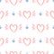 Repeated hearts with crowns and wings. Cute seamless pattern.