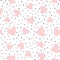 Repeated hearts and polka dot. Cute romantic seamless pattern.