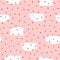 Repeated irregular polka dot and brush strokes painted with rough brush. Seamless pattern drawn by hand.