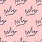 Repeated outlines of crowns drawn by hand. Cute seamless pattern for girls.