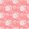 Repeated outlines of flowers of roses and hearts. Flower seamless pattern for women and girls.