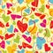 Repeated pattern with colorful hearts