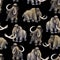 Repeated seamless pattern of a watercolor mammoths