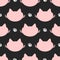 Repeated silhouettes of cat heads and paw prints. Cute seamless pattern.