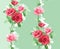 Repeated vertically pattern of delicate pink roses