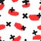 Repeating brush strokes and crosses drawn by hand. Stylish seamless pattern.