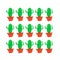 Repeating cute green cactus in a orange pot. White background.