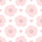 Repeating hearts and flowers drawn by hand. Cute floral seamless pattern.