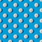 Repeating pattern of marshmallows on a light blue background. There are harsh shadows.