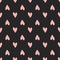 Repeating pink hearts on black background. Cute seamless pattern.