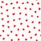 Repeating red hearts on white background. Romantic seamless pattern.