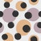 Repeating round dots drawn by hand with rough brush. Colored seamless pattern. Sketch, watercolor, grunge.