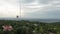 Repeating transmission towers over the city in Budapest, Hungary