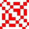 repeating white cross and red squares patterns and design