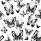 Repeating white pattern with butterflies