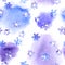 Repeating winter pattern with snow flake on blotch watercolor