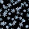 Repeating winter pattern with snowflakes on black night background. Watercolor