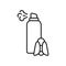 Repellent. Linear aerosol spray can with insect icon. Black simple illustration of disinfectant, anti-moth, skin protection