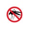 Repellent mosquito stop sign icon. Malaria pest insect anti mosquito warning symbol