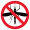 Repellent mosquito stop sign icon. Malaria pest insect anti mosquito warning symbol