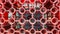 repetition of the pattern of circles and lines on the coke bottle holder, red, background, abstrak
