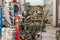 Replacement engine used on a crane mounted for installation on a