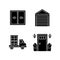 Replacement window opportunity black glyph icons set on white space