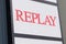 Replay logo brand and red sign text front of jeans fashion store Italian boutique