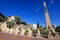 Replica of ancient egyptian obelisk and statues, Luxor hotel and