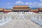 Replica of Forbidden City with walkway and mountain ridge, Hengdian, China