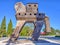 Replica of legendary wooden trojan horse of troy at Troy National Park Turkey